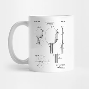 Table Tennis Patent - Tennis Paddle Art - Black And White Mug